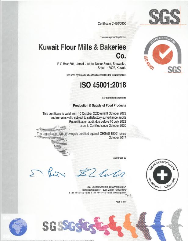 ISO 45001 - 2018 certification - valid till 2023