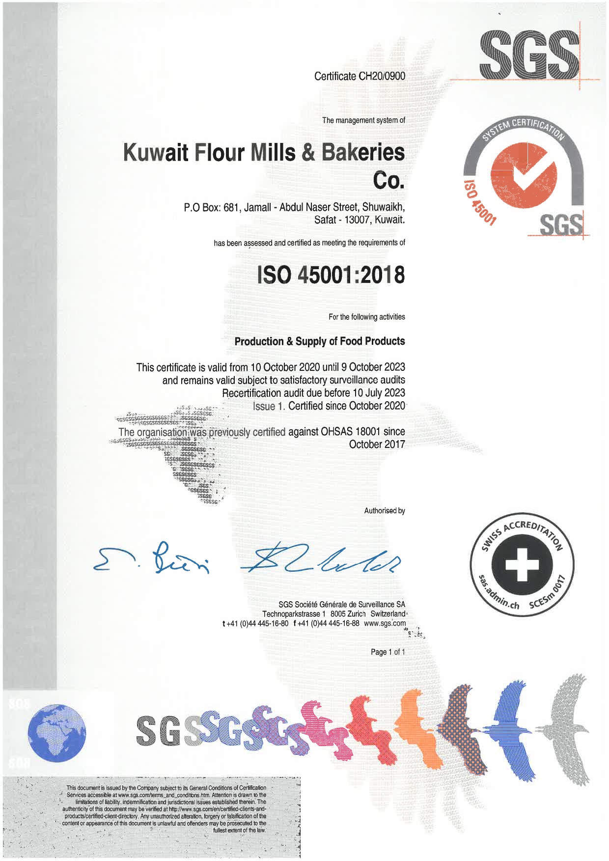 ISO 45001-2018 valid till 2023 